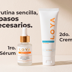 Sérum facial y crema hidratante Multitasking LOYA en orden de aplicaciónSérum facial y crema hidratante Multitasking LOYA en orden de aplicación